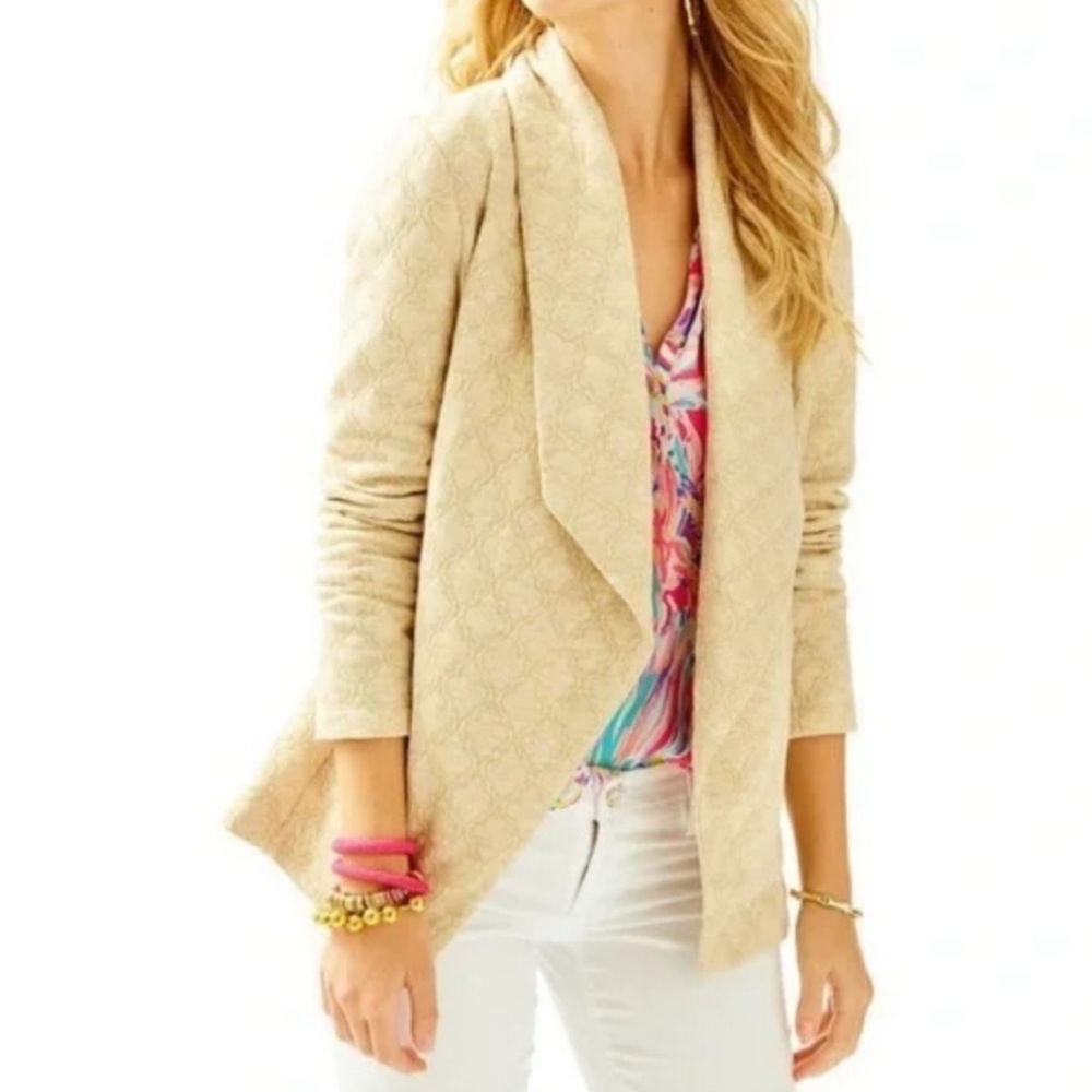 Lilly Pulitzer Brea Wrap Heathered Lurex knit jacket size small.